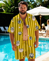 Hawaiian Vacation Style Men's Plus Size Pockets Shirt Shorts Suit